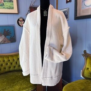 Free People Chunky Oversized Ribbed Knit Open Front Cardigan Size M